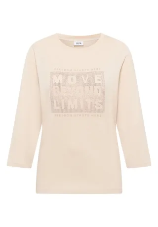 Cecil - Shirt mit Schmucksteinen beige - Gr. - XS