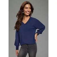 Laura Scott Chiffonbluse leicht transparent, mit Fledermaus-Ärmeln, und V-Ausschnitt