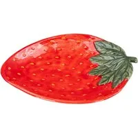 Levandeo® Dekoteller, Teller Erdbeere Keramik 26cm Erdbeerschale Sommer Obst Dekoschale