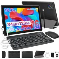 Happybe 10,1'' Octa-Core, 6000 mAh, HD 1280x800, 34GB/36GB RAM, 128GB/256GB Tablet (10.1", 128 GB, Android, Android 16, Gemini KI-Assistent, Widevine L1)