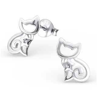 Katzen Ohrringe aus 925 Silber