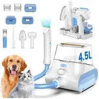 Grenintol Hundeschermaschine mit Tierhaar Staubsauger,4.5L-Haustierpflege,5 in 1 Tierhaarentferner,Mit vier verschiedenen Schermaschinen und zwei verschiedenen Düsen.