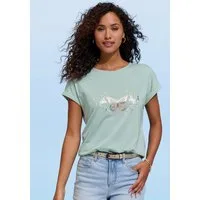 Vivance T-Shirt mit glänzendem Frontprint aus angenehmer Baumwoll-Modal-Qualität