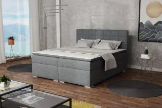 Boxspringbett Schlafzimmerbett FARUK 160x200cm Stoff Aragon Grau