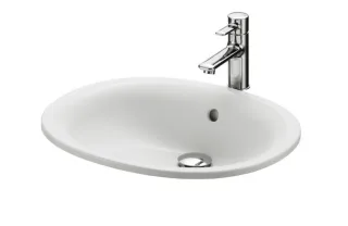TOTO Einbauwaschtisch, 530 mm, rund, ohne Hahnloch, mit Überlauf, LW762Y LW762Y
