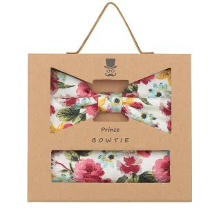 prince bowtie - Set Fliege+Tuch Blumen h-rot - Gr. - OS