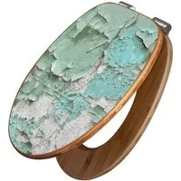 banjado WC-Sitz aus Bambus mit Absenkautomatik Motiv Patina Mint (umweltfreundliches Material, integrierte Absenkautomatik), 45,8 x 37,5 x 5 cm