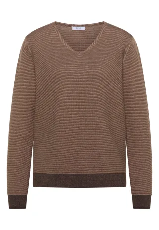 CECIL - Pullover im Two-Tone-Look mit V-Neck truffle brown - Gr. - M