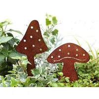 LB H&F Lilienburg Gartenstecker 2er SET Herbstdeko Pilze Herbstdekoration Deko Herbst Winter (Gartendeko Gartenstecker Beetstecker Rost Metall Deko Pilz Pilze Pilzstecker Rostdeko Roststecker wetterfest Herbststecker)