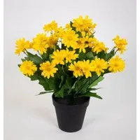 Kunstblume Margeritenbusch 32cm im Topf JA Kunstpflanzen künstliche Blume Pflanze Margerite, Seidenblumen Roß, Höhe 32 cm, Gelb