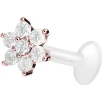 PIERCINGLINE Piercing-Set PTFE Labret mit Innengewinde + Titan-Aufsatz KRISTALLBLUME (Labrets, 1-tlg)
