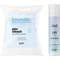 Dusy Professional Blondierpulver Dusy Star Bleach Blondierpulver 100g + Creme Developer 12% 250ml, Spar-Set, Platinblond mit 1,9% Entwickler