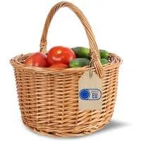 Creative Home Weidenkorb Weidenkorb mit Henkel, 35 x 35 x 36 cm (2 cm) Groß und Leicht, Handgeflochten, Einkaufskorb, Präsentkorb, Obstkorb, Picknickkorb