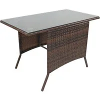 VCM Gartentisch Rattan Gartentisch Balkontisch Raloso 114x64, VCM Gartentisch Raloso 74x114x64 cm Metall, Polyrattan, Glas