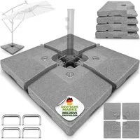 tillvex Sonnenschirm tillvex® Sonnenschirmständer 90L / 120kg Schirmständer Schirmgewicht, Schirmständer Ampelschirmständer wetterfest, inkl. Metallverbinder Schirmgewicht befüllbar, Sonnenschirmständer 60 Liter / 80 kg – 4-teilig für Ampelschirm