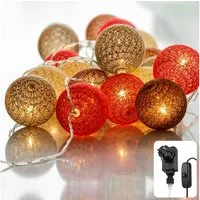 COZY HOME LED-Lichterkette Cotton Balls - Strombetrieben, 20 LED I 6m I Warmweiße LED-Cotton Ball I Hausbett Bunt Deko