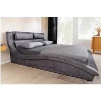 riess-ambiente Polsterbett SWING 160x200cm anthrazit Samt · Doppelbett in geschwungener Form (Einzelartikel, 1-tlg), inkl. Kopfteil & Kissen · Modern Design · Ehebett