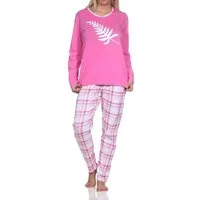Normann Pyjama Damen Schlafanzug langarm in tollen Farben mit Karo-Muster