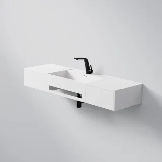 Steinberg Serie 443 Waschtisch Wandwaschtisch aus Mineo Stone, matt white, 443 7240 W 443 7240 W
