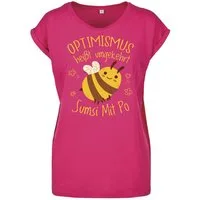 Youth Designz Print-Shirt "Optimismus Sumsi Mit Po" Damen T-Shirt mit lustigem Spruch für Frauen Statement Geschenk Print Fun Spaß