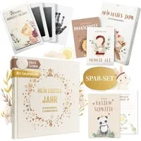 Eulentaler Tagebuch I Geburt Geschenkset 3in1 I Babyalbum, Meilensteinkarten & Abdruckset, für das erste Jahr, von Pädagogen gestaltet
