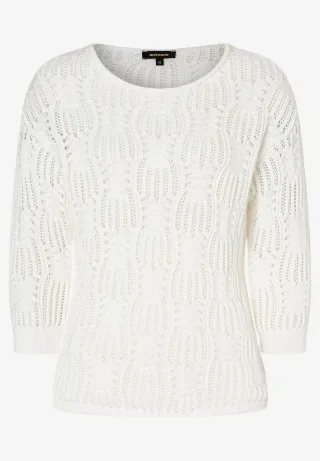 MORE & MORE - Lochstrickpullover weiß - Gr. - 42