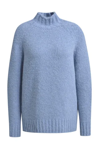 Milano Italy - Turtle Neck Pullover with raglan 1/1 sleeves cornflower blue - Gr. - L