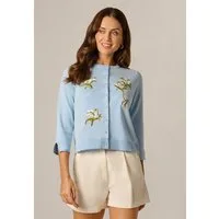 Adrianna Papell Strickjacke Embroidered Crew Neck Cardigan Charmanter Cardigan im Vintage-Stil