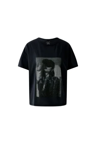 Oui - T-Shirt washed out black - Gr. - 36