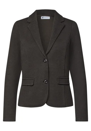 Street One - Basic Blazer mit Reverskragen und Dessin black coffee - Gr. - 46