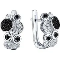 SOKOLOV Jewelry Paar Ohrhänger Ohrringe aus 925 Silber mit Zirkonia (und schwarzen Spinellen, 2-tlg., Set), 925 Sterling Silber für Damen