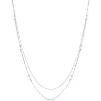 Hey Happiness Collier-Set 2er Layer Ketten Weiße Perlen, Vergoldet 18K, Ketten Set Damen Silber 925 2-tlg., Brautschmuck