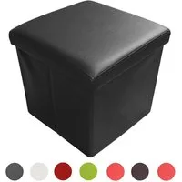 style home Sitzhocker mit Stauraum faltbare Sitzwürfel (Sitztruhe aus Kunstleder, 38 x 38 x 38 cm Schwarz), gepolstert Sitzbank Fußhocker für Wohnzimmer Schlafzimmer