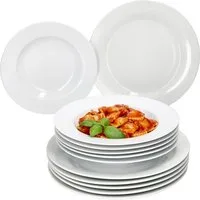 MamboCat Tafelservice 12tlg Tafelservice Tommy weiß Porzellan 6 Personen Speiseteller, Porzellan