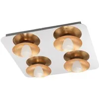 EGLO LED Deckenleuchte Torano, Leuchtmittel inklusive, Deckenlampe Deckenleuchte dimmbar Stahl in chrom, gold Glas satiniert