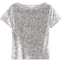 Next Paillettenshirt T-Shirt mit Pailletten, Kurzgröße (1-tlg)