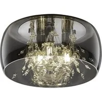 TRIO Leuchten LED Deckenleuchte, Dimmfunktion, LED wechselbar, Warmweiß, Luxuslampen Lampenschirm Rauchglas Designerlampen übern Esstisch Ø34cm