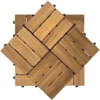 FIVMEN Holzfliesen 12 Latten Terrassenfliesen Klicksystem 30x30 cm -Modell B, 55 St., für Balkon, Garten, Terrasse