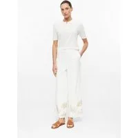 s.Oliver 7/8-Hose Hose Wide-Leg-Hose mit Stickerei aus strukturierter Baumwolle