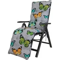 KETTtex Sesselauflage Relaxliege Bali 2467 hellgrau Schmetterlinge 168x50x8 cm KETTtex