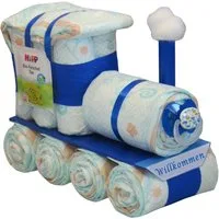 Geschenketorten-Gebhardt Windeln Windeltorte, Kleine Windellokomotive - Windelzug - Windellok blau, Windelgeschenk