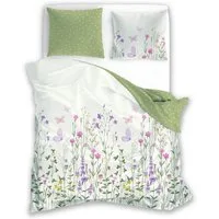 texpot Bettwäsche Wendebettwäsche Blumen Schmetterling Baumwolle, 3 teilig