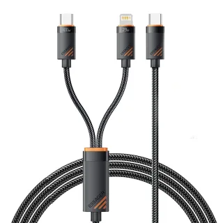 ESSAGER ES-X66 PD100W Type-C to Type-C+iP Cable Fast Charging Data Transmission Tin-plated Copper Core Line 1.2M Long fo