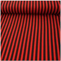 SCHÖNER LEBEN. Stoff Polyester Meterware Streifen schmal rot schwarz 150cm