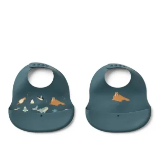 Liewood Ember Bedrucktes Lätzchen 2er-Pack Arctic Sea / Oceanview