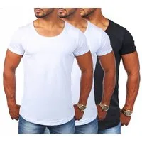 Young & Rich T-Shirt Herren Uni Basic rundhals Ausschnitt vintage Look Unterziehshirt 1702 Rundhalsauschnitt unifarben kurzarm slim fit