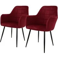 ML-DESIGN Stuhl Esszimmerstuhl ergonomisch & gepolstert, Esstischstuhl mit Rückenlehne (2 St), Wohnzimmerstuhl Bordeaux Samtbezug Küchenstuhl Polsterstuhl