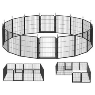 SONGMICS Flexibles Freigehege aus Rostfreiem Metall mit Tür, für Indoor und Outdoor L-XXL XXL