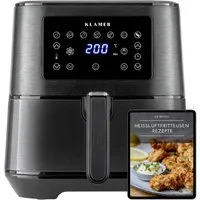 KLAMER Heißluftfritteuse XL 5,5l, Multifunktionale Heissluftfritteuse, ölfreie Fritteuse, 1700W Airfryer, 1700 W, LED Display, Antihaftkorb, Voreingestellte Kochprogramme, Cool-Touch