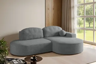 Ecksofa Schlafsofa Sofa GIRONA Stoff Arena Dunkelgrau Ottomane Rechts